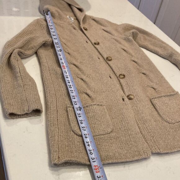 NEW Saks Fifth Ave 100% Cashmere Hooded Cable Knit Cardigan Sweater Small - Picture 5 of 6